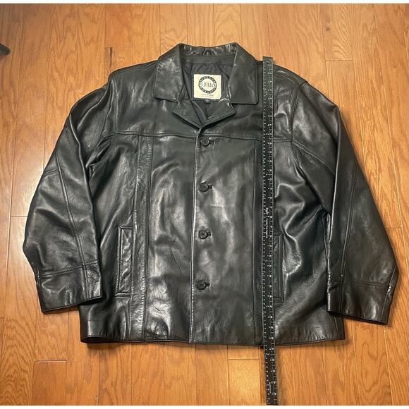 Vintage Wilson’s Leather Black Leather Button Up Blazer Jacket Men’s XL - Picture 3 of 5